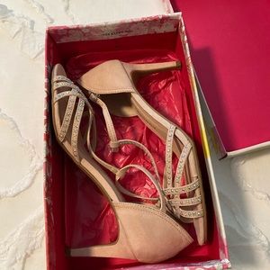 Chinese Laundry Nude/Tan Strappy Heels with Rhinestones